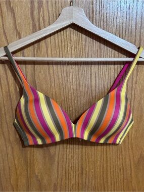 Victoria's Secret Striped Pink Orange Yellow Green Molded Bra sz‎ 34B
